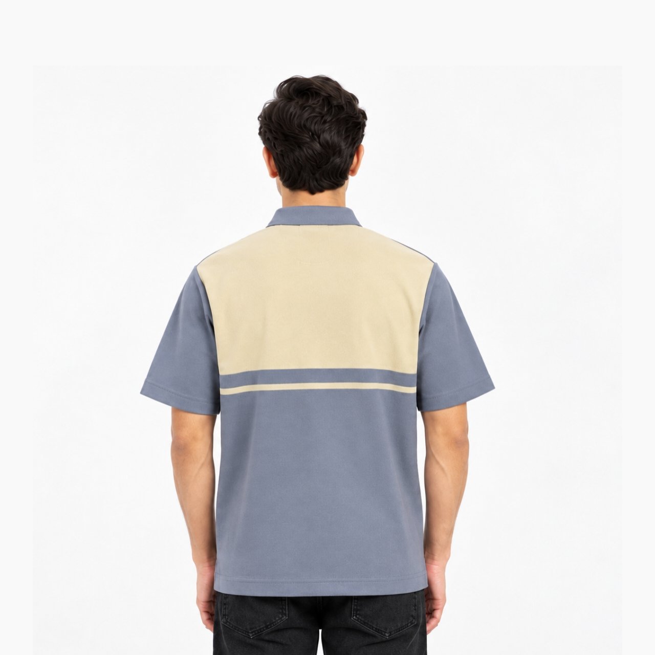 Cream & Grey Color Block Polo preview