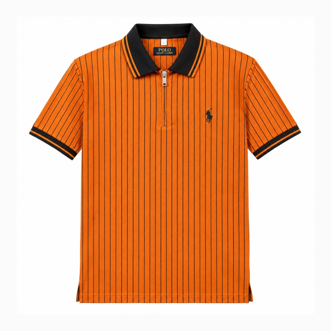 Vertical Stripe Half-Zip Polo T-Shirt preview