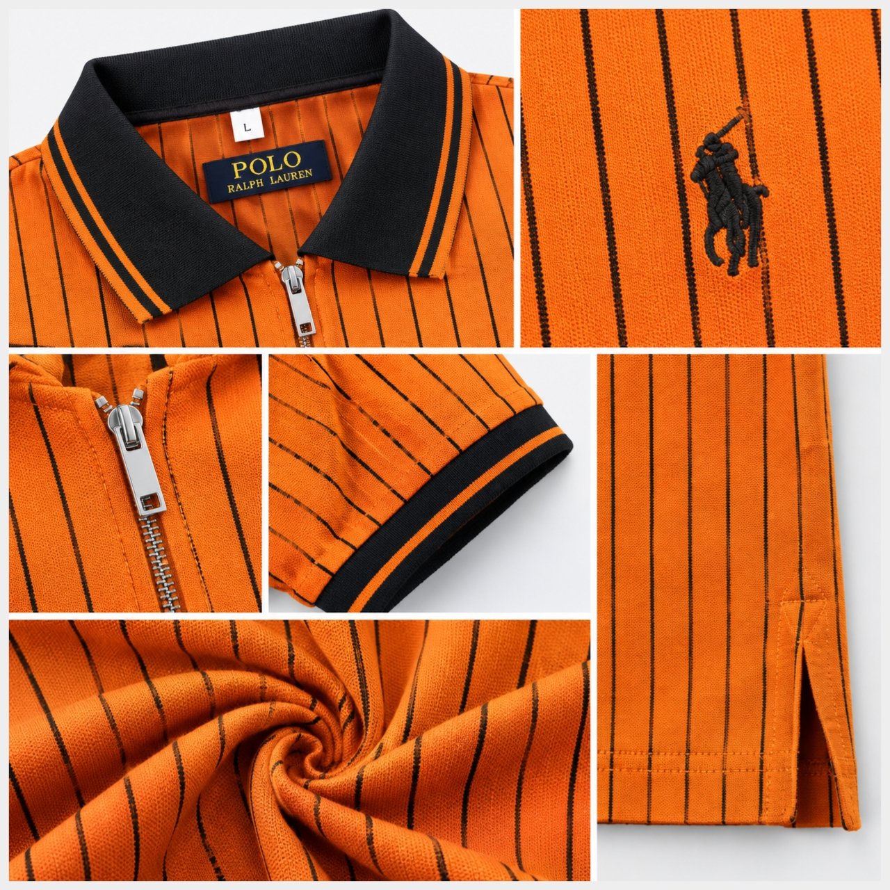 Vertical Stripe Half-Zip Polo T-Shirt - view 4