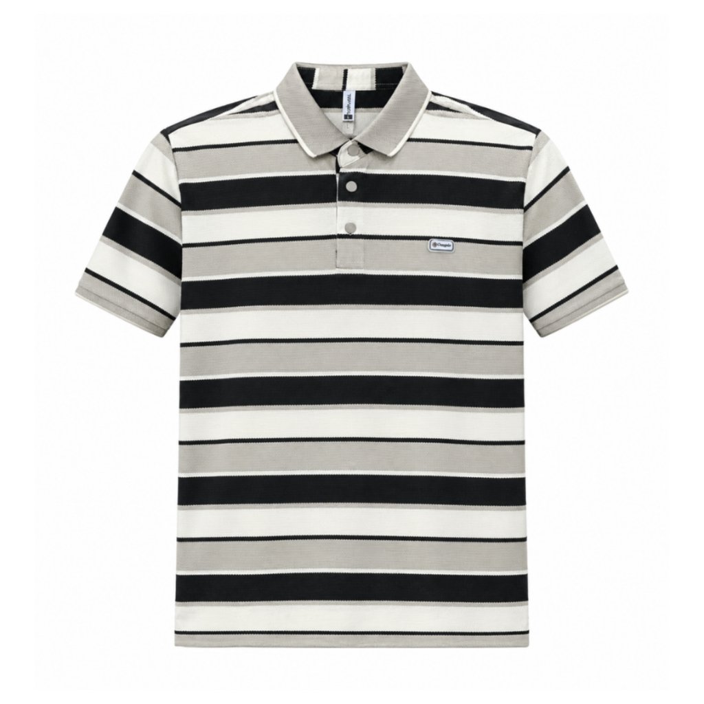 Black & Grey Striped Polo T-Shirt preview