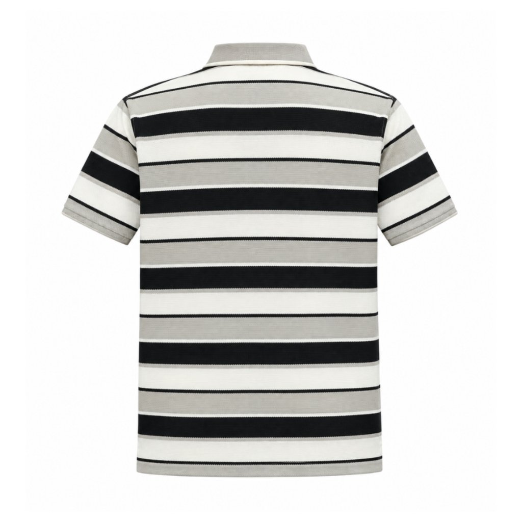 Black & Grey Striped Polo T-Shirt - view 3