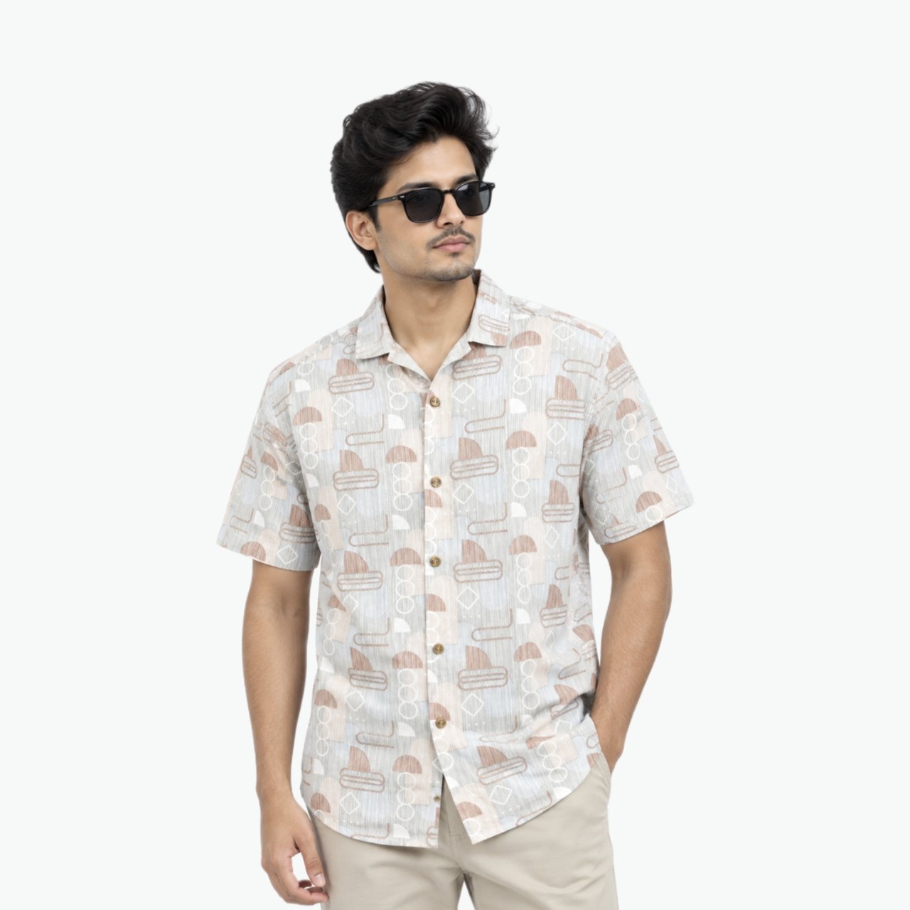Abstract Geometric Print Short Sleeve Shirt